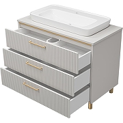 Тумба с раковиной Brevita Elche 100 УТ000023946 Серый кашемир Золото-2