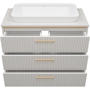 Тумба с раковиной Brevita Elche 100 УТ000023946 Серый кашемир Золото-3