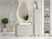Шкаф пенал Brevita Эльче 35 L ELC-05035-010L Серый кашемир Золото-8