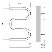Водяной полотенцесушитель Melodia della vita Simple Polymer М-образный 60х40х1 MTRSP6040PLR Полированная сталь-1