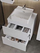 Тумба с раковиной Orange Line 60 Li-60TuwMDF+B04-405W подвесная Белая матовая-5