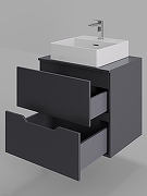 Тумба с раковиной Orange Line 60 Li-60TugMDF+B04-405W подвесная Графит матовый-3
