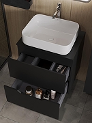 Тумба с раковиной Orange Line 60 Li-60TubMDF+B05-500W подвесная Черная матовая-2