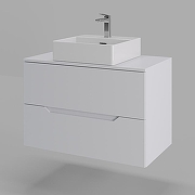 Тумба с раковиной Orange Line 80 Li-80TuwMDF+B04-405W подвесная Белая матовая-1