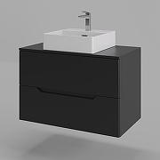 Тумба с раковиной Orange Line 80 Li-80TubMDF+B04-405W подвесная Черная матовая-1