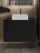 Тумба с раковиной Orange Line 80 Li-80TubMDF+B04-405W подвесная Черная матовая-2