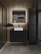 Тумба с раковиной Orange Line 80 Li-80TubMDF+B04-405W подвесная Черная матовая-4