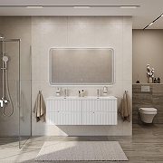 Тумба под раковину Cezares Duet-N 140 DUET-N-1400-4C-SO-2-BL подвесная Bianco Lucido-8