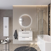 Тумба под раковину Cezares Eco-Cer-N 90 ECO-CER-N-900-2C-SO-BL подвесная Bianco Lucido без ручек-9