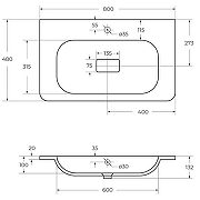 Раковина Cezares Relax 80 CZR-800/480-LV-MR-NV Белая матовая-3
