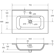 Раковина Cezares Duet 70 CZR-8095-70 Белая-5