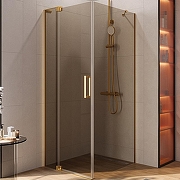 Душевой уголок Cezares Slider 90x80 SLIDER-AH-1-80-80/90-BR-BORO профиль Брашированное золото стекло бронзовое
