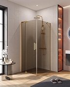 Душевой уголок Cezares Slider 90x80 SLIDER-AH-1-80-80/90-BR-BORO профиль Брашированное золото стекло бронзовое-1