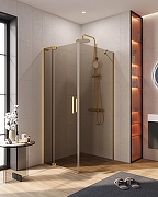 Душевой уголок Cezares Slider 90x90 SLIDER-AH-1-90-80/90-BR-BORO профиль Брашированное золото стекло бронзовое-1