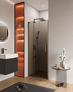 Душевая дверь Cezares Slider 90 SLIDER-B-1-80/90-BR-GM профиль Оружейная сталь стекло бронзовое-1
