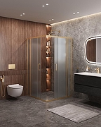 Душевой уголок Cezares Molveno 110x110 MOLVENO-A-22-90+20-P-BORO профиль Брашированное золото стекло рифленое-2
