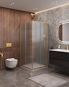 Душевой уголок Cezares Molveno 90x90 MOLVENO-A-2-90-P-BORO профиль Брашированное золото стекло рифленое-1