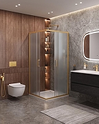 Душевой уголок Cezares Molveno 90x90 MOLVENO-A-2-90-P-BORO профиль Брашированное золото стекло рифленое-2