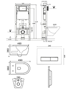 Унитаз с инсталляцией Agger ATI07150+APB244 с сиденьем Микролифт и Черной матовой клавишей смыва-10