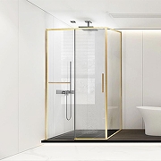 Душевой уголок Vincea Slim Soft 120x100 VSR-1SS1012CLG профиль Брашированное золото стекло прозрачное-1