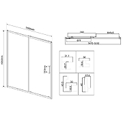 Душевая дверь Vincea City 150 VDS-5CT150CLB профиль Черный стекло прозрачное-6