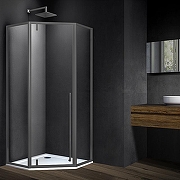 Душевой уголок Vincea Penta 90x90 VSP-3P900CLGM профиль Вороненая сталь стекло прозрачное-1