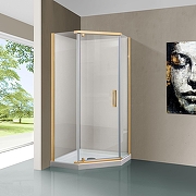 Душевой уголок Vincea Stresa 90x90 VSP-1S900CLG профиль Брашированное золото стекло прозрачное