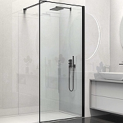 Душевая перегородка Vincea Walk-In 90 VSW-1HS900CLB профиль Черный матовый стекло прозрачное