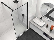 Душевая перегородка Vincea Walk-In 90 VSW-1HS900CLB профиль Черный матовый стекло прозрачное-3