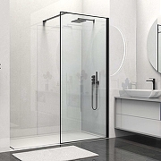 Душевая перегородка Vincea Walk-In 100 VSW-1HS100CLB профиль Черный матовый стекло прозрачное-1