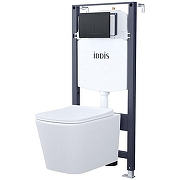 Комплект унитаза с инсталляцией Iddis Basic BASBI02i73 с сиденьем Микролифт и Черной матовой клавишей смыва