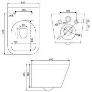 Комплект унитаза с инсталляцией Iddis Basic BASBI02i73 с сиденьем Микролифт и Черной матовой клавишей смыва-19