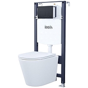 Комплект унитаза с инсталляцией Iddis Basic BASC020i73 с сиденьем Микролифт и Черной матовой клавишей смыва-1