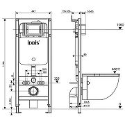 Комплект унитаза с инсталляцией Iddis Basic BASC020i73 с сиденьем Микролифт и Черной матовой клавишей смыва-17
