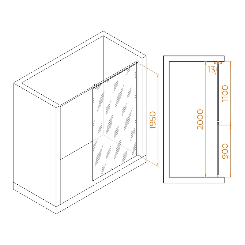 Душевая перегородка RGW Walk In WA-034 110 351003411-11 