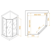 Душевой уголок RGW Passage PA-86S 100х90 38088690-111 профиль Сатин стекло прозрачное-2