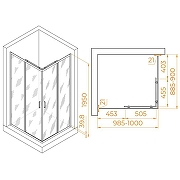 Душевой уголок RGW Passage PA-040B 100x90 3508104090-24 профиль Черный стекло матовое-сатинат-3