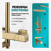 Душевая система Grocenberg GB7005MG с термостатом Золото матовое-2