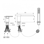 Смеситель на борт ванны Grocenberg GB6008-2CR Хром-1
