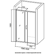 Душевая дверь Orange 160 E02-160TB профиль Черный матовый стекло прозрачное-5
