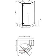 Душевой уголок Timo TTSSP-90/13C-8 900x900x2000 T66 распашной профиль Никель стекло прозрачное-4