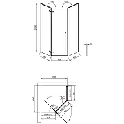 Душевой уголок Timo TTSSP-100/13C-8 1000x1000x2000 T67 распашной профиль Никель стекло прозрачное-4