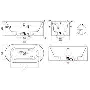 Ванна из искусственного камня Salini Perla 170х80 1049101G Белая глянцевая-17