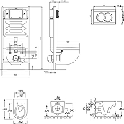 Комплект унитаза с инсталляцией Jacob Delafon Odeon Rive Gauche EDR103-BL с сиденьем Микролифт и Черной матовой клавишей смыва-9