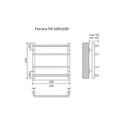 Водяной полотенцесушитель Azario Ferrara 500x500 П4 AZ09155 нижнее/диагональное подключение, G 1/2 Хром-4