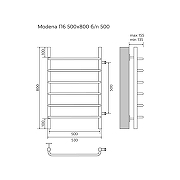 Водяной полотенцесушитель Azario Modena 500x800 П6 AZ08558 боковое подключение, G 1 Хром-4