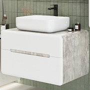 Тумба под раковину Art&Max Genova 80 AM-Genova-800-2C-SO-CH подвесная Белая глянцевая Бетон хафит