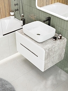 Тумба под раковину Art&Max Genova 80 AM-Genova-800-2C-SO-CH подвесная Белая глянцевая Бетон хафит-2