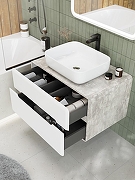 Тумба под раковину Art&Max Genova 80 AM-Genova-800-2C-SO-CH подвесная Белая глянцевая Бетон хафит-3