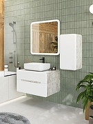 Тумба под раковину Art&Max Genova 80 AM-Genova-800-2C-SO-CH подвесная Белая глянцевая Бетон хафит-5